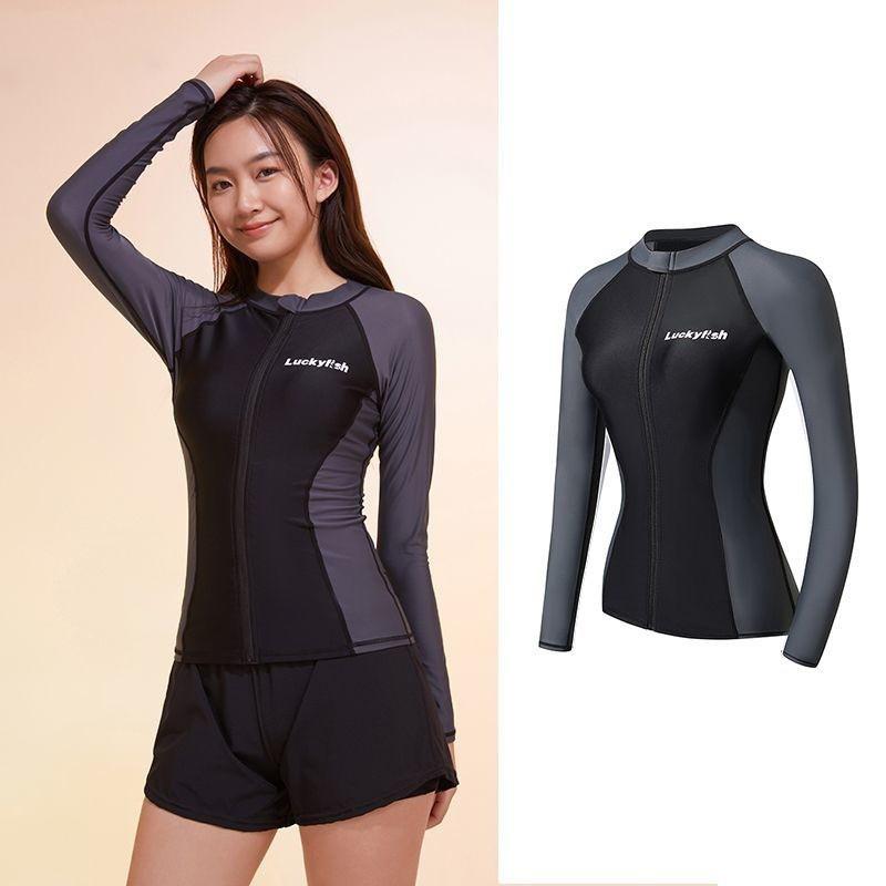 Womens 2-Piece UV Protection Wetsuit Set Snorkeling Surfing Swimming Long Sleeve Quick Dry Rash Guard