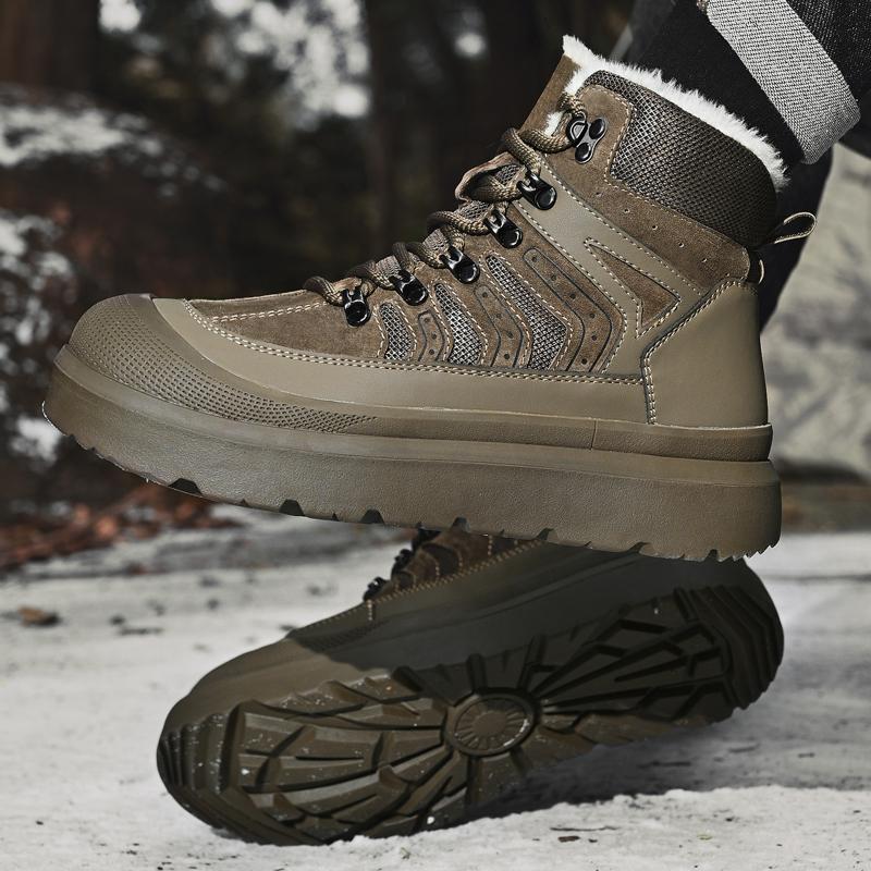 Warme Fleecegefütterte High-Top Winter Herren Wanderschuhe Outdoor Sports Laufschuhe Übergröße Lässige Sneakers für Herren
