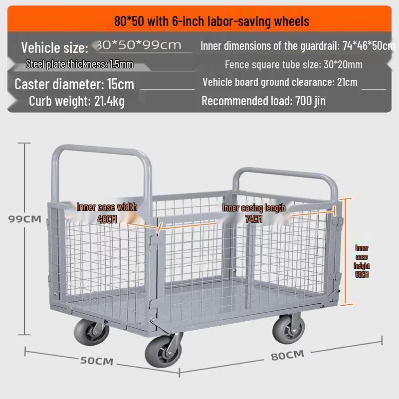 Foldable Flatbed Handcart with Enclosure