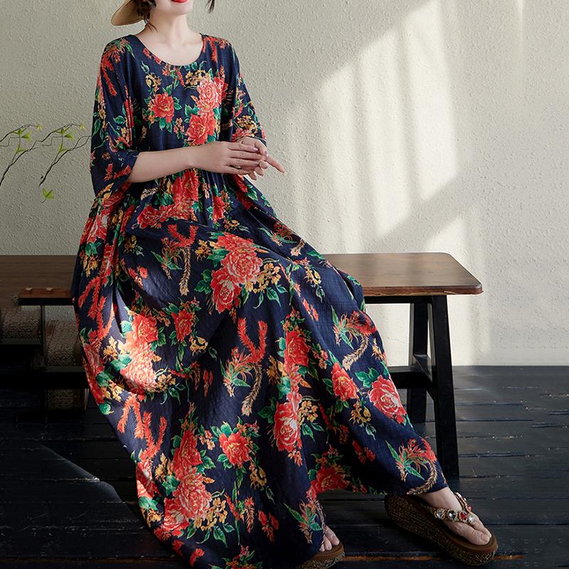 Xitao Pleated Print Flower Dress ZMY1125