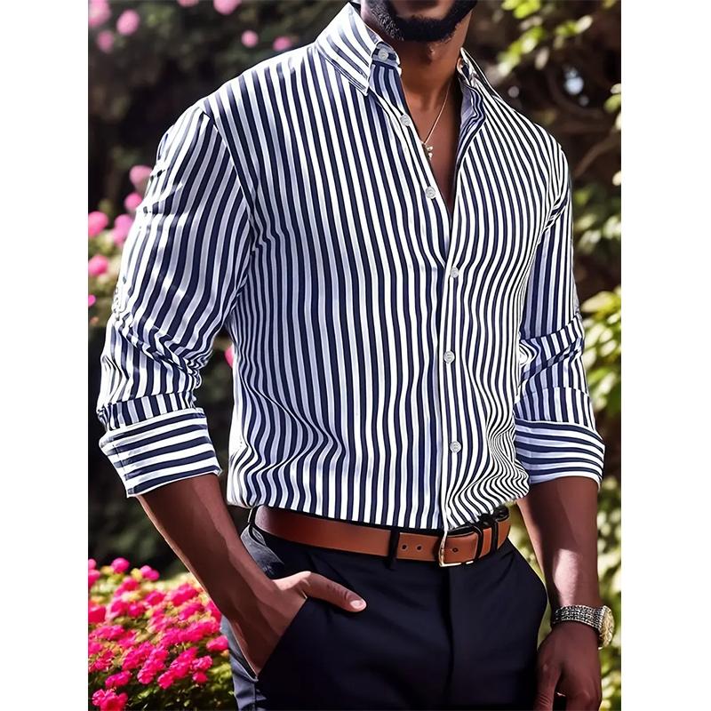 Spring and Autumn Men's Long Sleeved Button Up Shirt 3D Digital Printing for Casual Daily Entertainment and Fashion Design