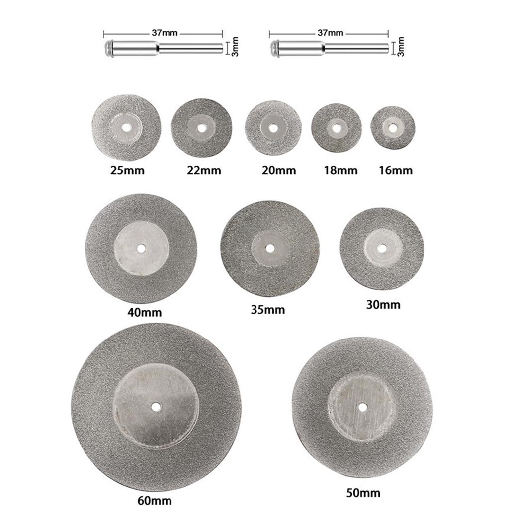 10 Pieces Cutting Off Discs Wheel Rotary Tool with 2 Mandrel Arbor- Set 16-60mm Cutting Wheel for Stone Glass