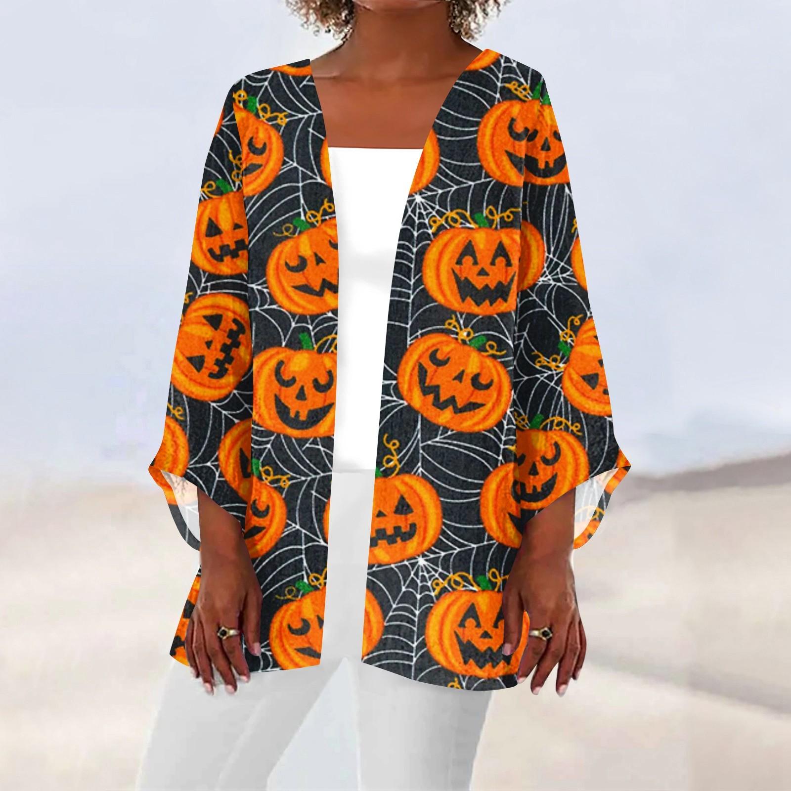 

Женский повседневный модный принт легкий кардиган средней длины с пальто XXXXL оранжевый