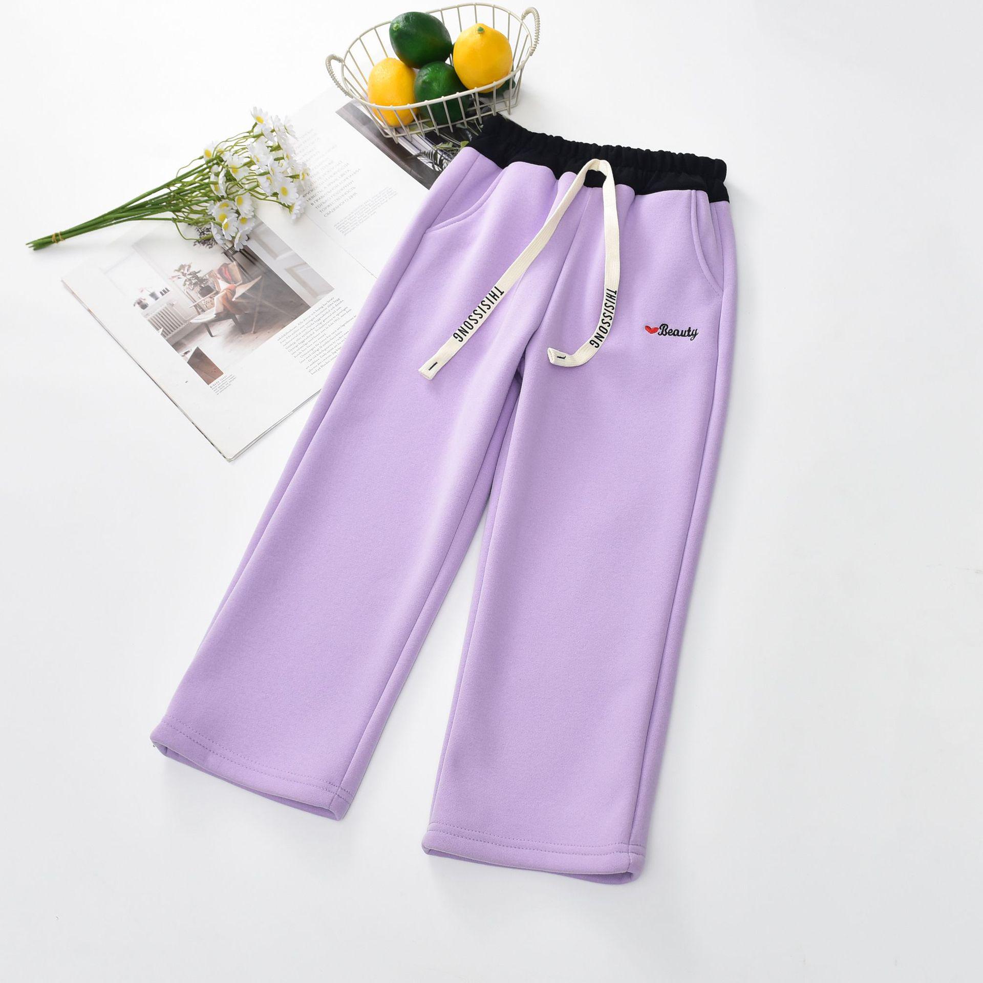 

2025 Новый стиль Зимние брюки для девочек на флисовой подкладке - Цельные, прямого кроя 140 cm