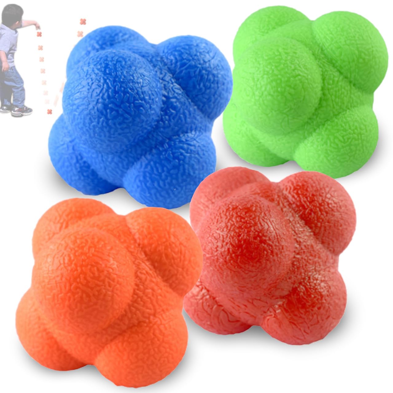 

VICHE CATT Reaction Balls, Dynamic Vision Training Balls, Irregular Bounce Balls (Set of 4)