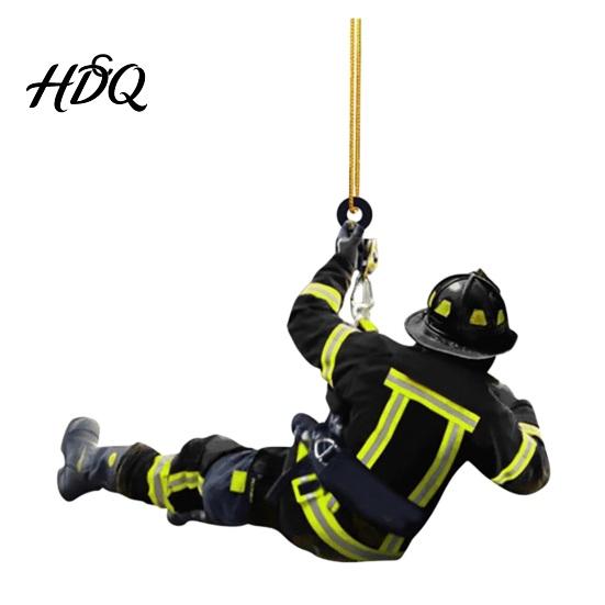 Weihnachtsdekoration Feuerwehr-Rüstung Feuerwehrmann-Uniform Auto-Rückspiegel Anhänger Zubehör Baum-Wichtel Schmuckstück Hängender Anhänger Innenraum Rückspiegel