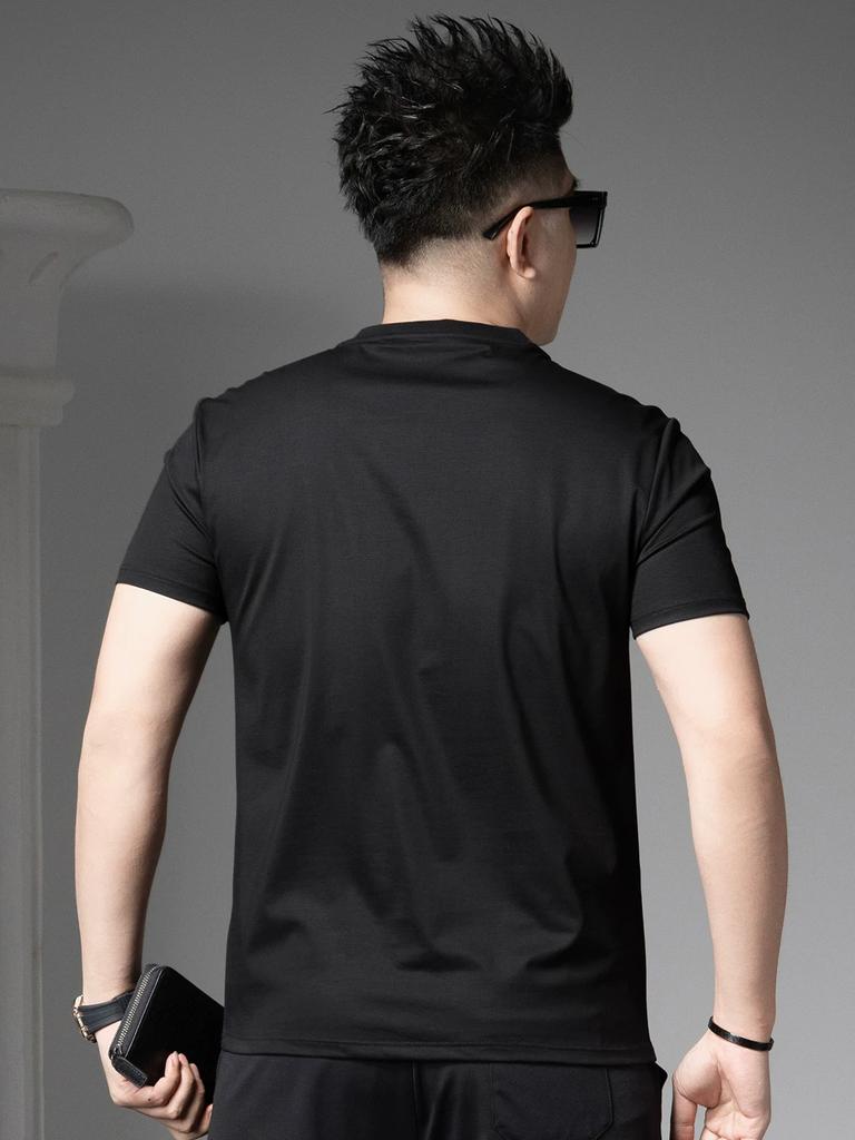 European Goods 2025 Summer New Style American Trendy Brand Printed Half-Sleeved T-Shirt Fashionable Round Neck Top Men's Short-Sleeved T-Shirt
