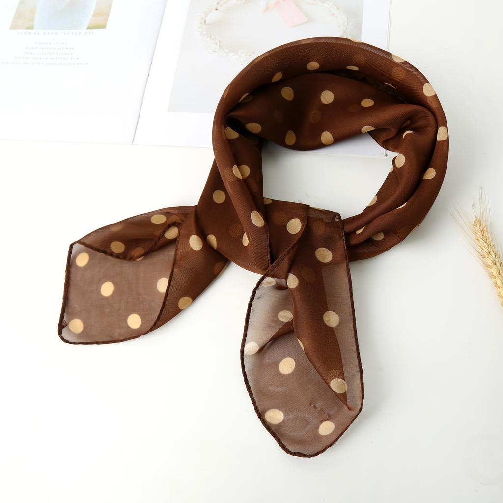 Vierkante Chiffonsjaal Zonbescherming Dunne Sjaals Zachte Wikkelsjaal Polkadot Damesaccessoires