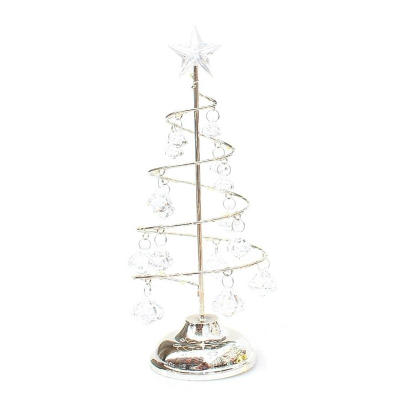 Crystal Star Iron Christmas Tree with LED Light Small XmasTree Table Lamp Christmas Decorations for Home Party New Year