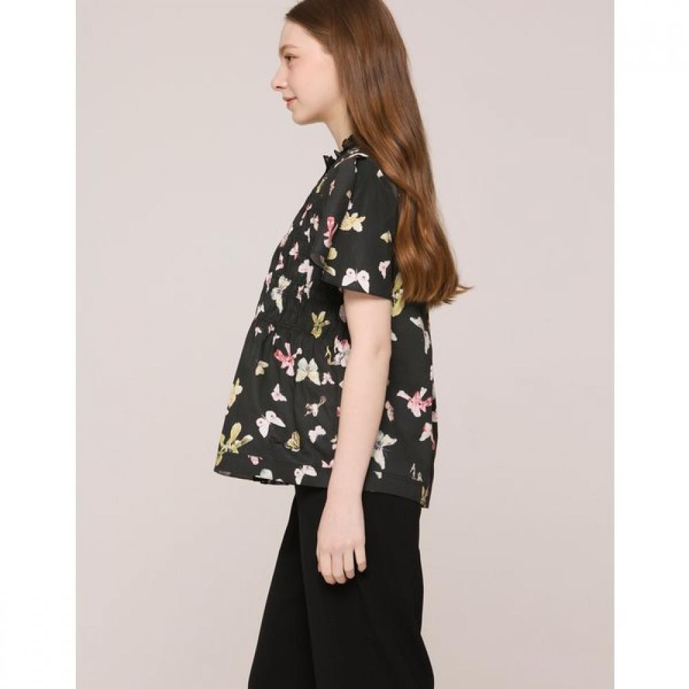 SON JUNG WAN Butterfly Print Shirring Blouse Zdr6262081