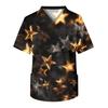 Men's Printing Short Sleeve V-neck Working Blouse Chest Pocket Carer Top