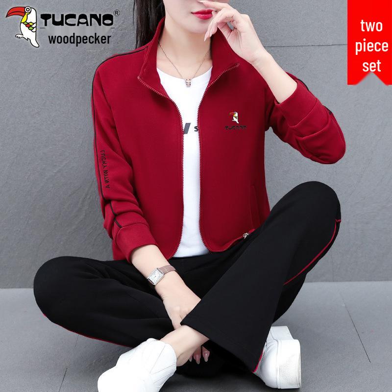 

Женский кардиган с капюшоном из трех предметов на весну и осень - Свободная повседневная одежда для матерей среднего возраста. M (80-95 kg)