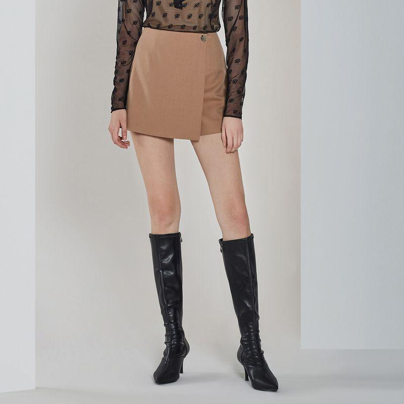 

Obeg Spring Dress Fashionable Asymmetric High Waist A- line Skirt Beige 155/XS/34