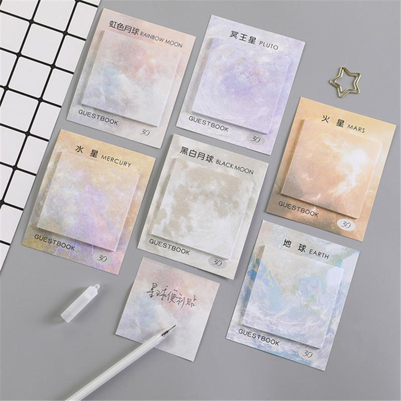 6Pcs/Lot Cute Planet Memo Pad Square Tearable Sticky Memo Book N Posts Sticky Notes 30Sheets Sticker School Office Stationery