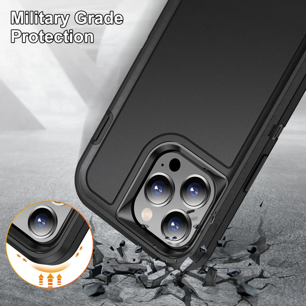 3 In 1 Defend Armor Shockproof Case For iPhone 11 12 13 14 15 Plus 16 Pro Max 7 8 SE 2022 Xs XR Plastic Frame TPU Back Cover