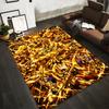 Golden Warrior Fantasy Carpet with Fiery Background for Living Room Decor Suitable for Use As an Anti-slip for Living Room Bedroom Sofas