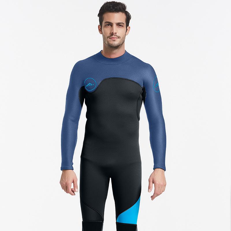 Men One Piece Wetsuit 3mm Neoprene Front/Back Zip Wetsuit Keep Warm UPF 50+ Full Body Long Sleeves Dive Suit for Surf Water Sports Diving Canoeing