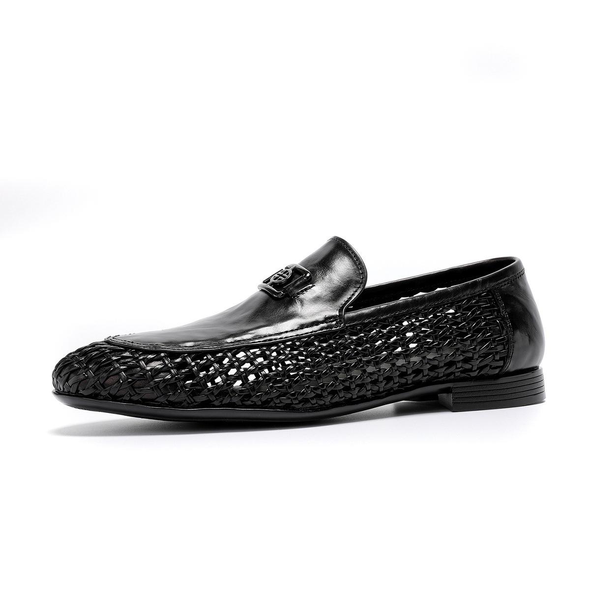 

Летняя высококачественная одинарная обувь кожаная ажурная обувь повседневная кожаная обувь мужские лоферы на одной педали дышащие сандалии на мягкой подошве 44