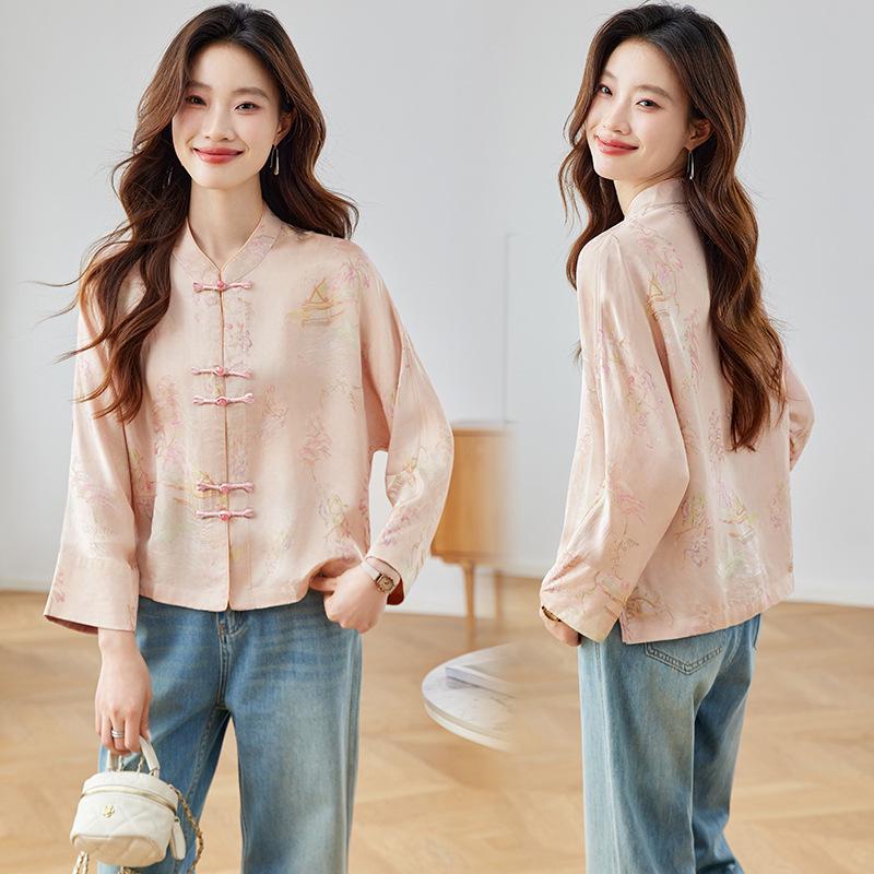 

Женский жаккардовый жакет в китайском стиле на весну 2025 года с застежкой «лягушка» и воротником-стойкой XL (120-130 jin)