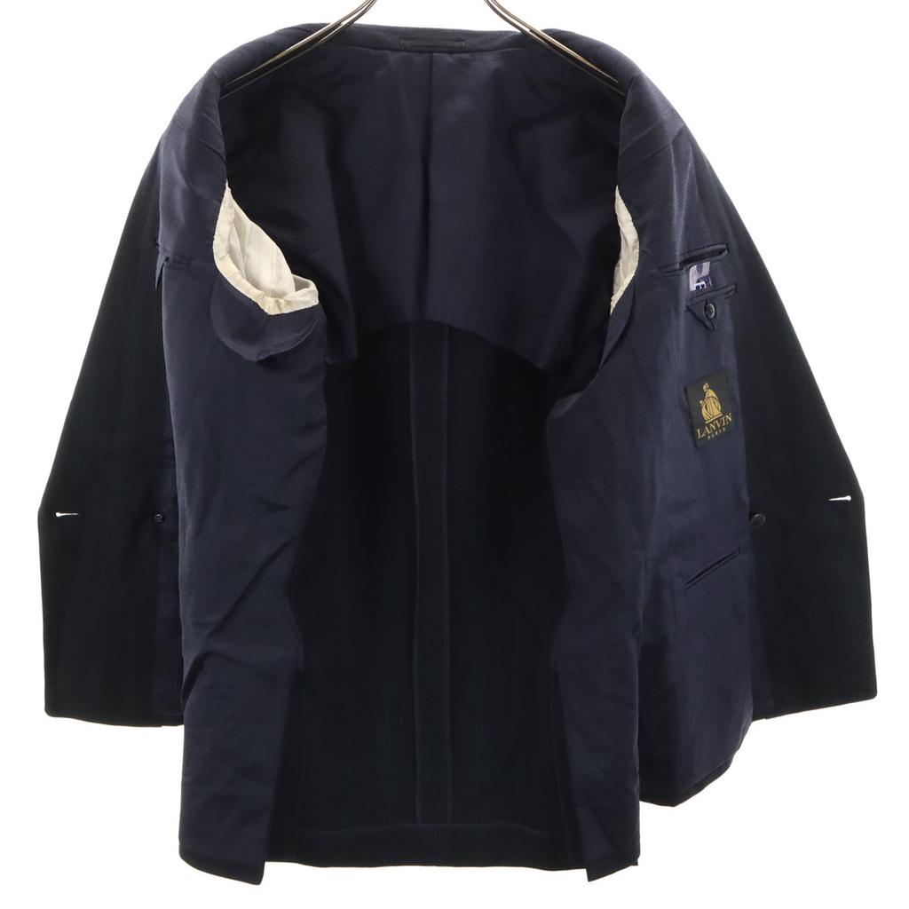 Lanvin 80er 90er Seiden-Woll-Mischung alte Streifen maßgeschneiderte Jacke R46-44 Marineblau Herren Gebraucht