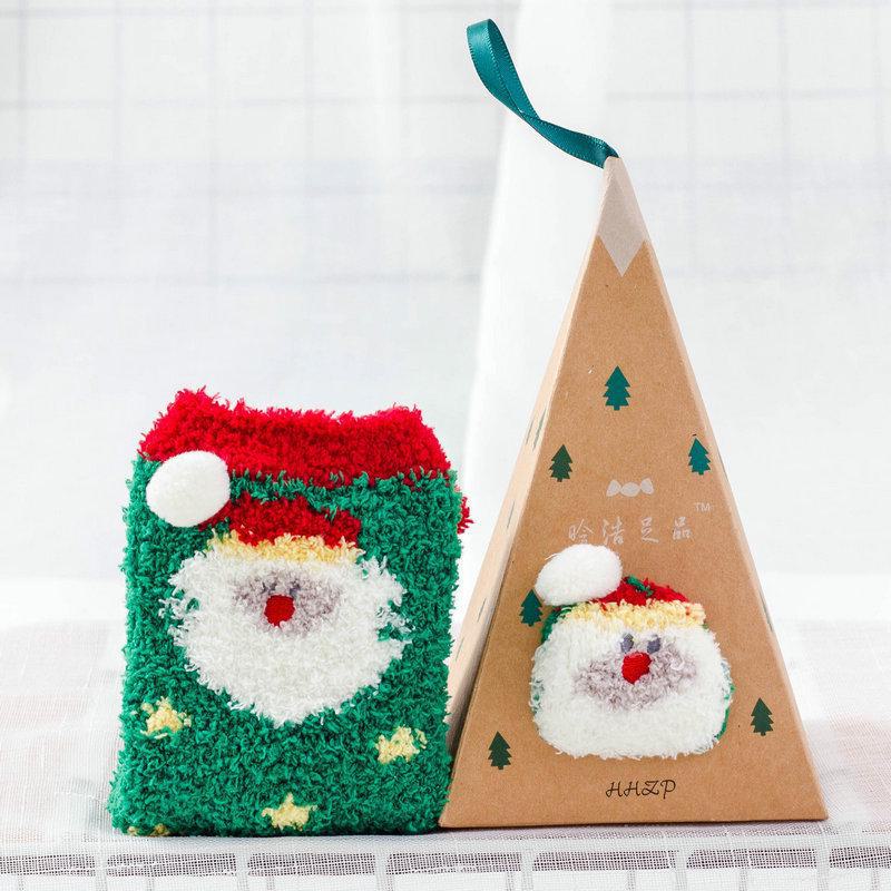 

Уютные рождественские носки из кораллового флиса: Плотный, 3D-мультяшный вышитый флис, полуторослойный, идеально подходит для дома Adult version зелёный