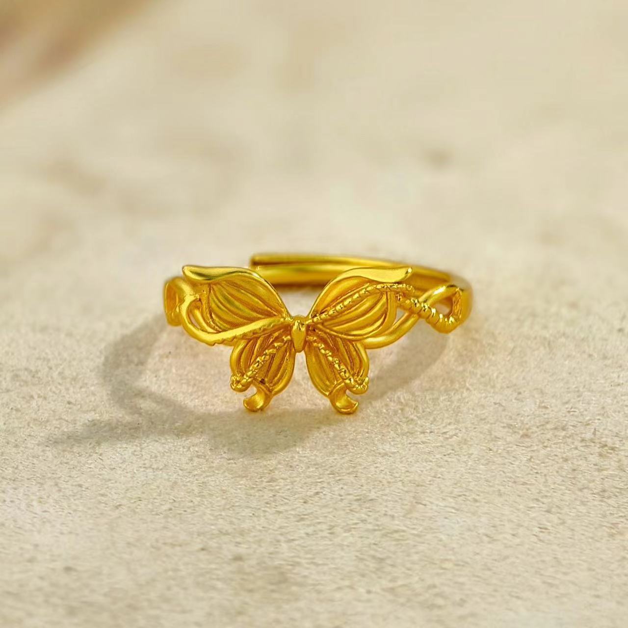 

Красочное кольцо-бабочка Женское Новая мода Придворный стиль Темперамент Легкая роскошь Универсальное Открытое регулируемое кольцо