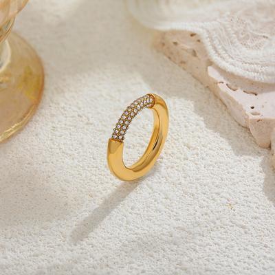 Runde Ringe mit Zirkonia-Einlage Minimalistisch 18K Goldbeschichtet Stapelbare Fingerringe für Damen Hochzeitsfeier Geschenk Zubehör