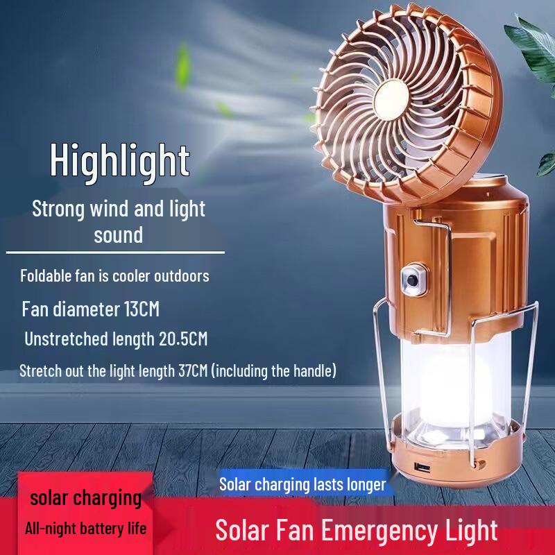 Solar LED Camping Lantern with Fan