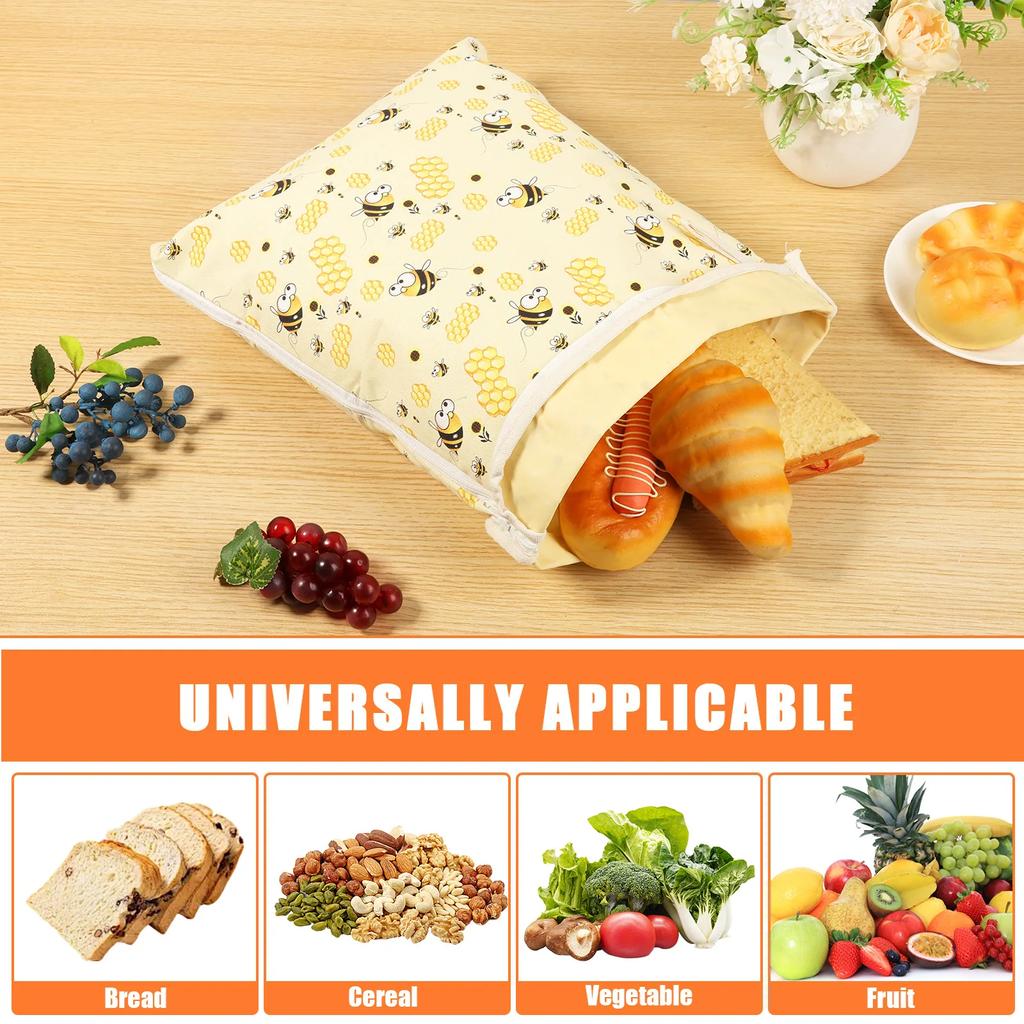 2Pcs Beeswax Bread Bags 13x17Inch Organic Beeswax Sourdough Bag with Zipper Large Capacity Food Preservation Bag for Kitchen