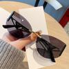 European and American new street photography frameless sunglasses women's hollow metal frames advanced cat glasses sunscreen sunglasses