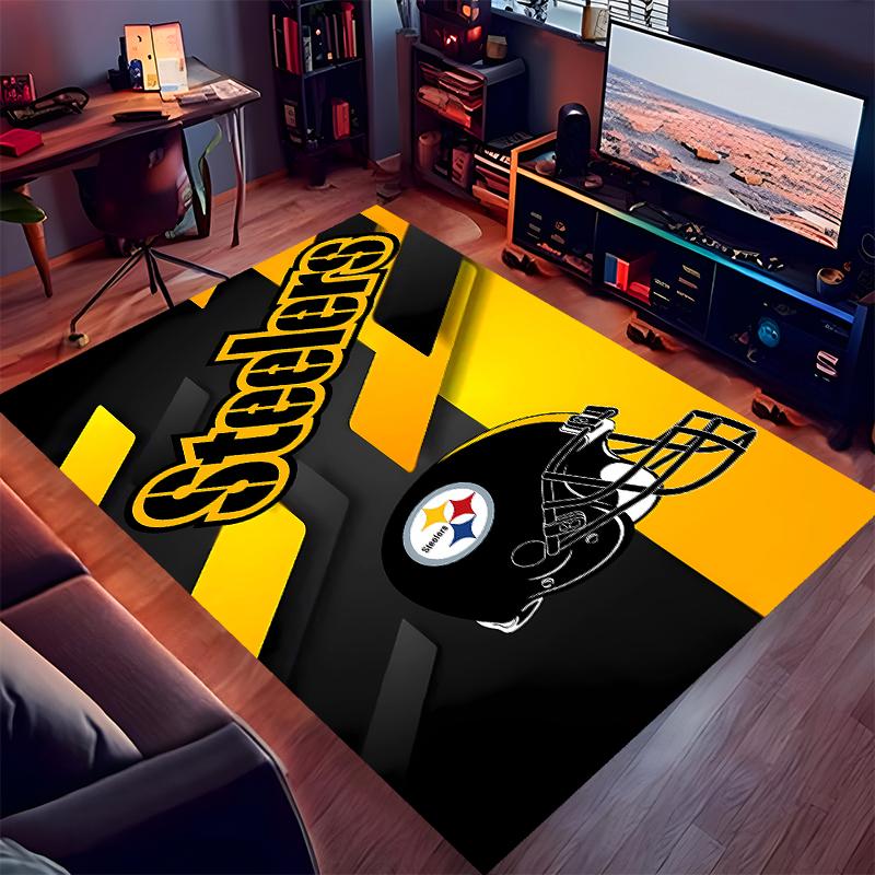1pc Pittsburgh Steelers Print Area Rug - Soft,Washable Non-Slip Indoor Mat for Office Chairs,Living Room,Home Office Decorative Rug