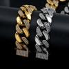 Pvd 18k Gold Color Hip Hop 11MM 15MM 19MM Width 316 Stainless Steel with Two Rows Rhinestone Iced Out Cuban Link Chain Bracelet