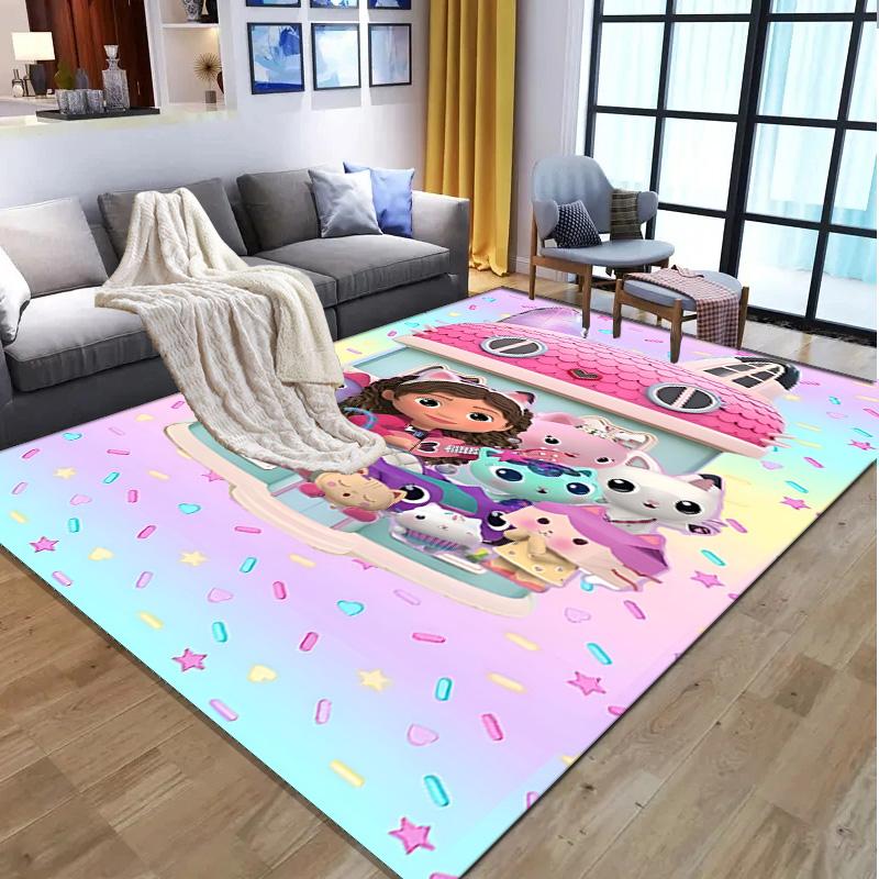 Gabby's Puppenhaus Muster Teppich, Innen-/Außenmatte, für Picknick, Spielzimmer, Schlafzimmer, Büro, Wohnzimmer, Heimdeko Teppich, Geburtstagsgeschenk