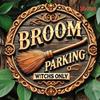 Vintage Metal Witch Sign Broom Parking Wall Art Rustic Floral Scroll Decor Home Halloween Porch