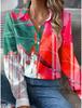 Mode Elegantes Büro Damenhemd Damen Casual Graffiti Bedrucktes Hemd Kragen Knopf Langarm Haushemd Damen Bluse