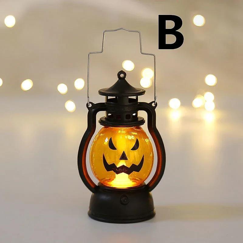 Halloween Pumpkin Ghost Face Lamp Portable Skull Decoration Light for Bar Party Table Atmosphere Prop Halloween Decor Use