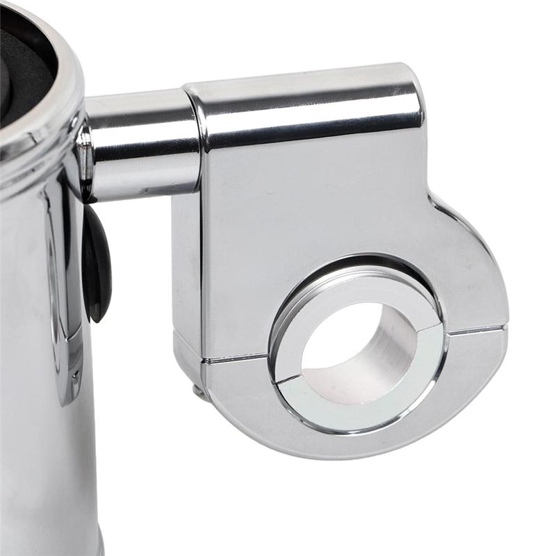 Universal Chrome Handlebar Drink Cup Holder For Motorcycles- 7/8Inch, 1Inch, 1.25Inch Sportster Compatible
