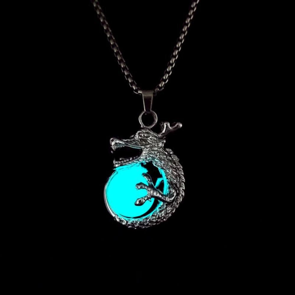 Punk Style Halloween Necklaces Dragon Hip Hop Neck Chains Cool Luminous Pendant Necklace  Women Men