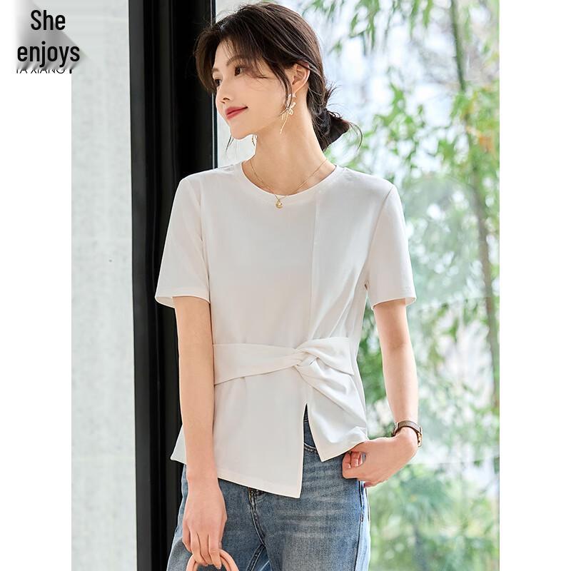 Women's Asymmetric Twisted Knot Short Sleeve T-Shirt
