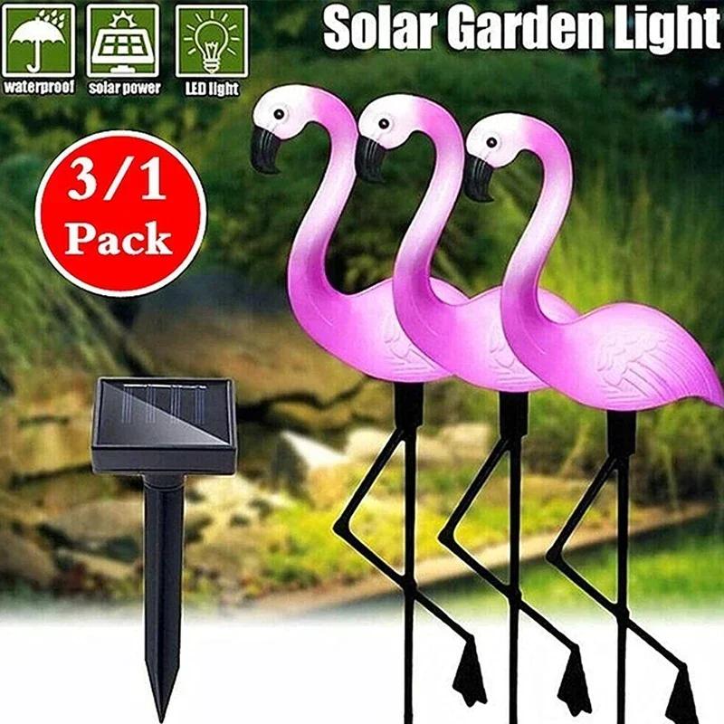 1/3Pcs Solar LED Light Flamingo Lawn Light Garden Light Outdoor Waterproof Pink Flamingo Lights Landscape Lighting Garden Decor