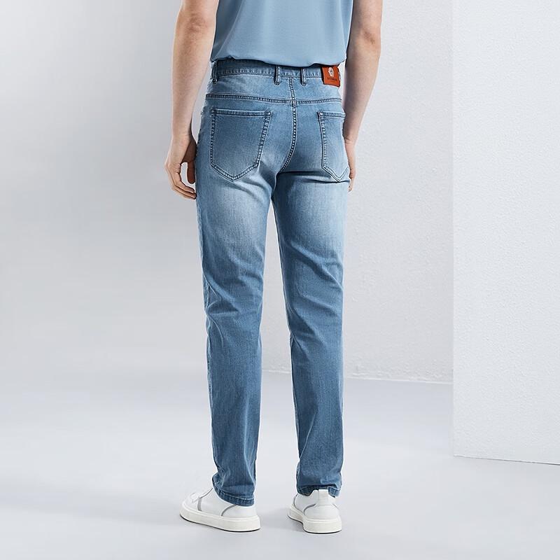 Septwolves Men's Casual Washed Straight-Leg Lyocell Blend Jeans