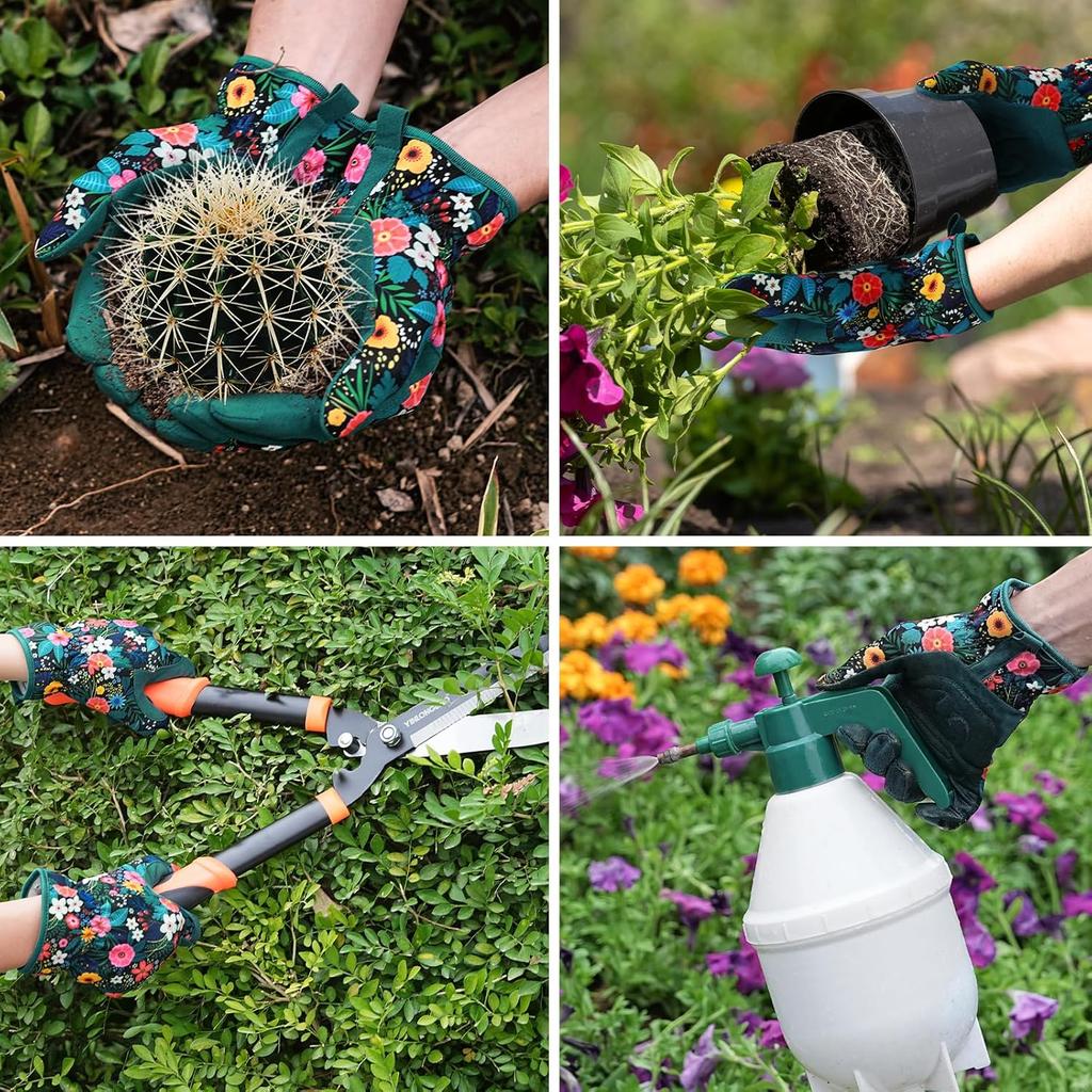 Womens Gardening Weeding Working Gloves Leather Garden Glove For Women Thorn Proof No Stab For Digging Planting Pruning