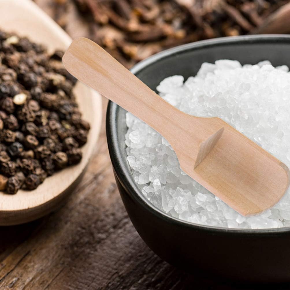 10Pcs Mini Wooden Spoon Mini Bath Salt Spoon Mini Tea Scoop Wooden Candy Spoon Small Spice Spoons for Flour, Bath Salt, Sugar, Cereal, Coffee and