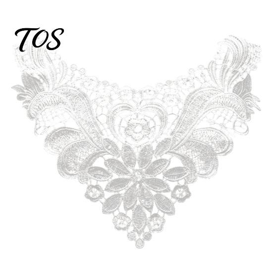 Fashion Neckline Enhancement Floral Lace Collar Insert, Embroidery V-neck Applique, Elegant Crafting Materials for Garments Hollow Petal Design,