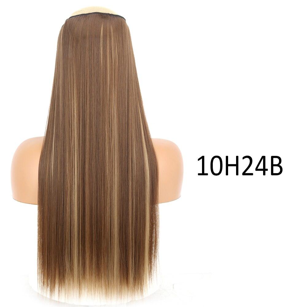 MISSQUEEN Women Long Straight Wavy Invisible Hair Extensions Without Clips Synthetic Fiber Long Daily Wear Invisible Hairpiece