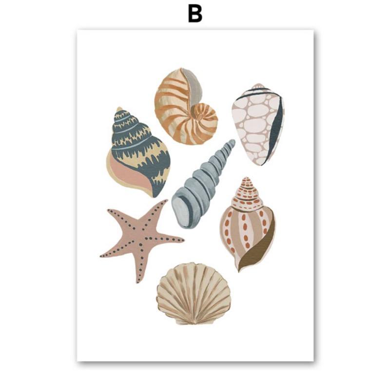 

Киты, акулы, морские звезды, моллюски, лодки, якоря, настенная живопись на холсте, скандинавские постеры и принты, картинки для декора детской комнаты для малышей 21cm×30cm NoFrame
