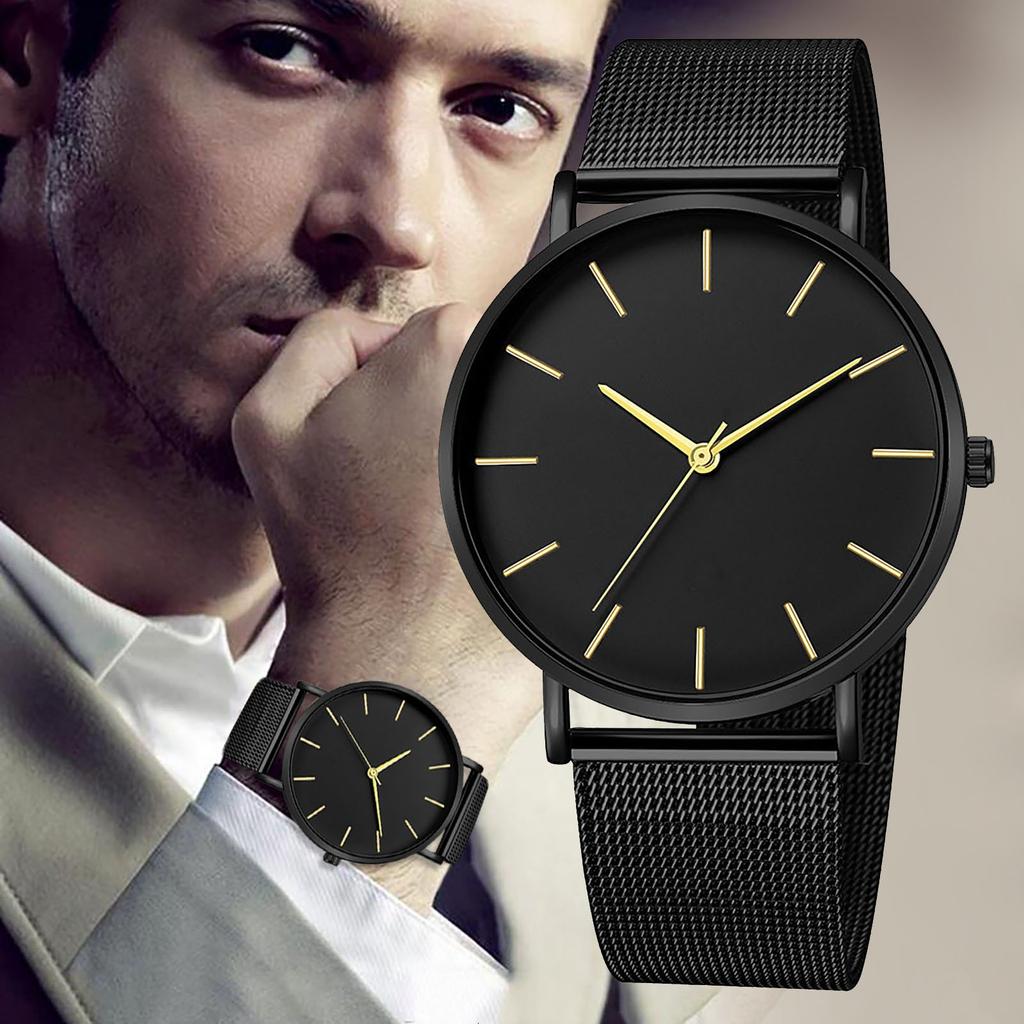 Montres à Quartz pour hommes et femmes, bracelet en acier en maille exquise, bracelet rétro