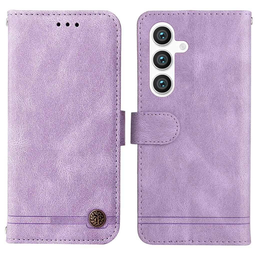 For Samsung Galaxy S25+ Leather Wallet Cases Skin Touch Phone Cover Stand with Strap