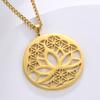 Dawapara Lotus Flower of Life Necklace Stainless Steel Women Jewelry Buddhism Peace Symbol Yoga Meditation Amulet Pendant