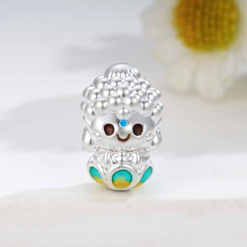 Sterling Silver 999 Medicine Buddha Bracelet - Handmade DIY Braided Rope with Luck Charm Bead.